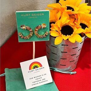 NWT Kurt Geiger Gemstone Open Hoop Earrings Huggies